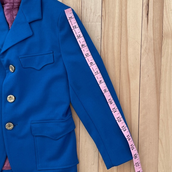 Vintage 1960s Kid Size Cobalt Blue Mod Blazer with Gold Buttons - Picture 12 of 13